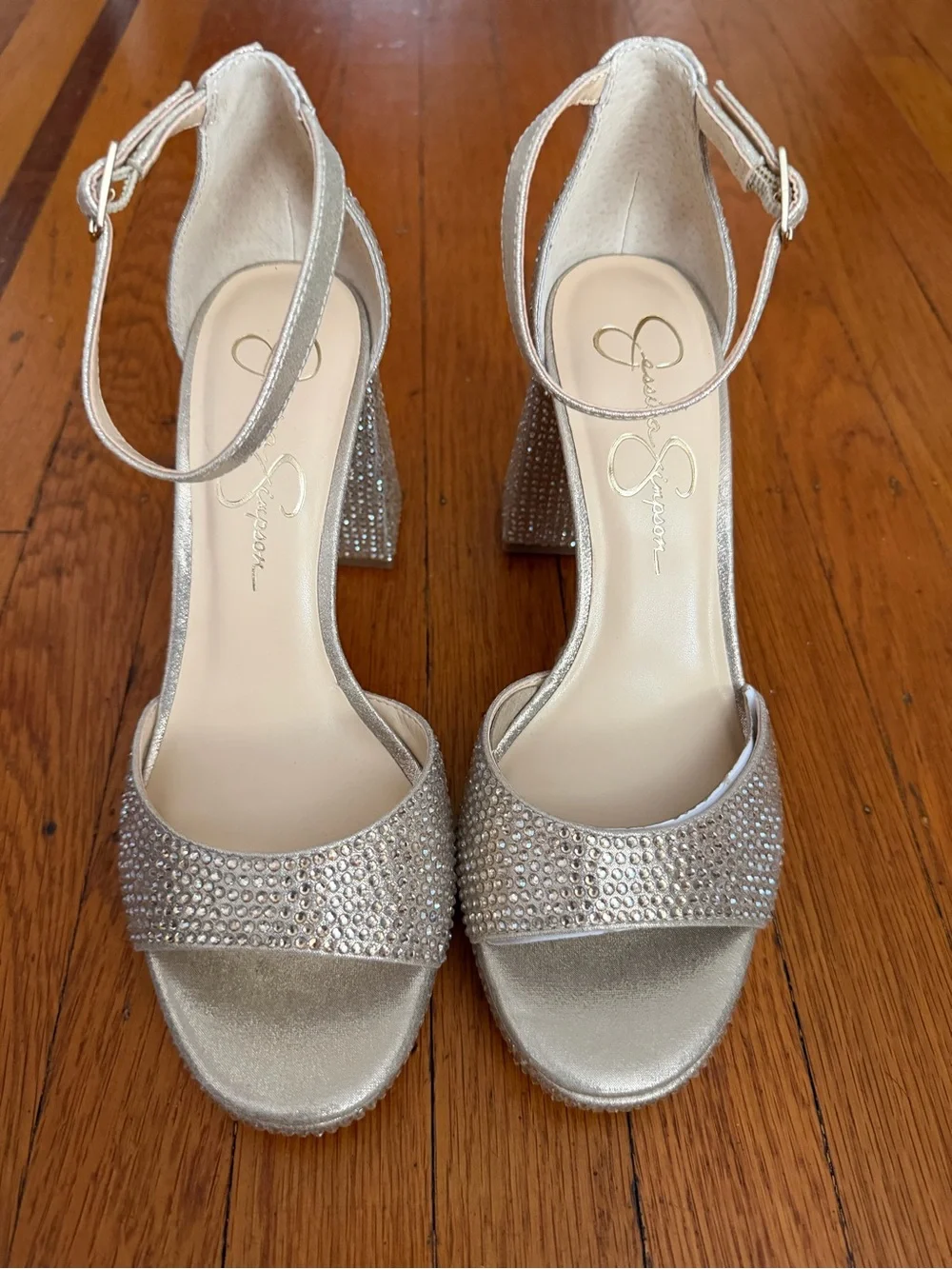 Jessica Simpson Kaliah ankle strap platform heels sandals 8.5 9 metallic NEW